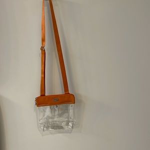 Baggallini women’s stadium clear pocket crossbody in orange